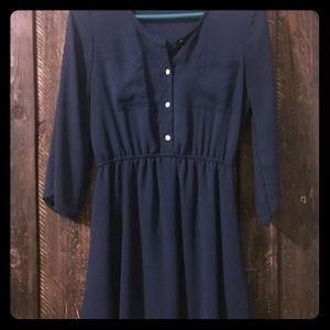 Navy cinched waist dress